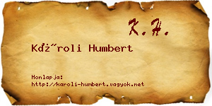 Károli Humbert névjegykártya